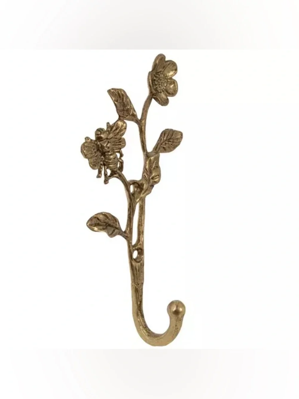 (2) Gold Flower & Bee Metal Wall Hook